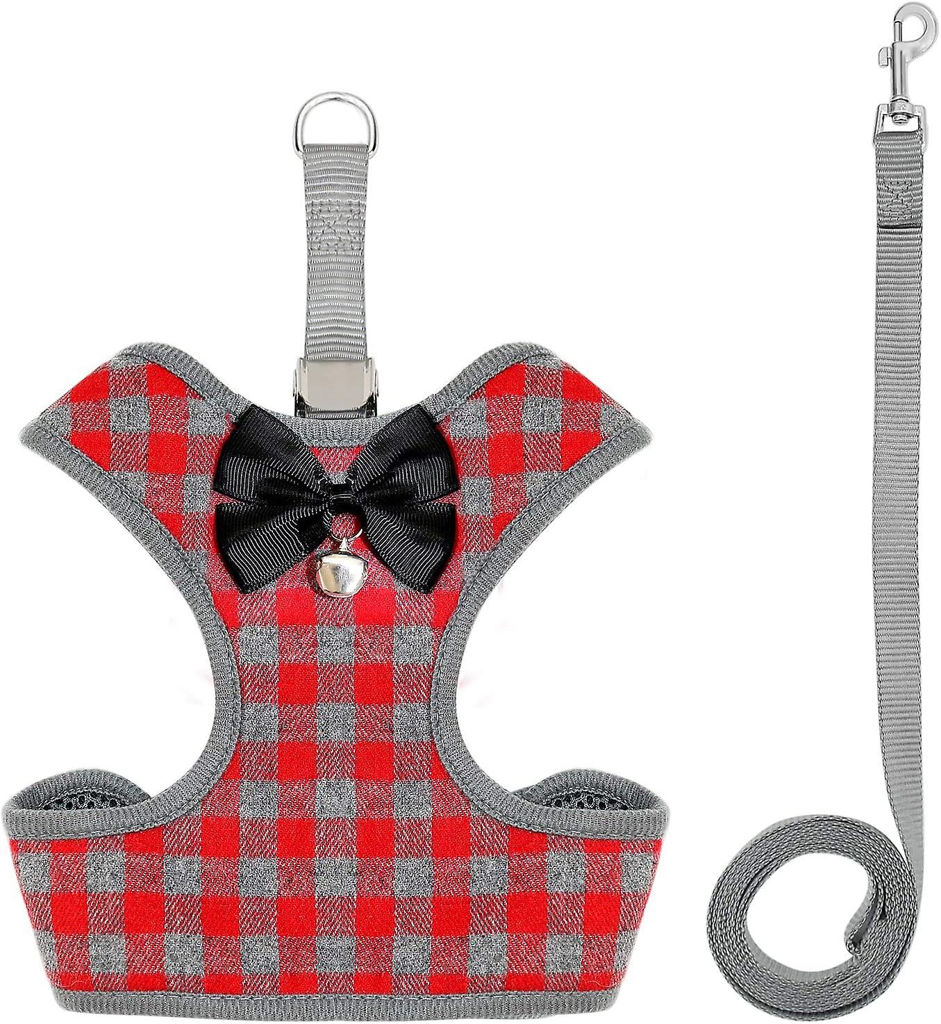 Small Dog Harness And Leash Set - No Pull Pet Harness With Soft Mesh Nylon Vest For Small Dogs And Cats-red