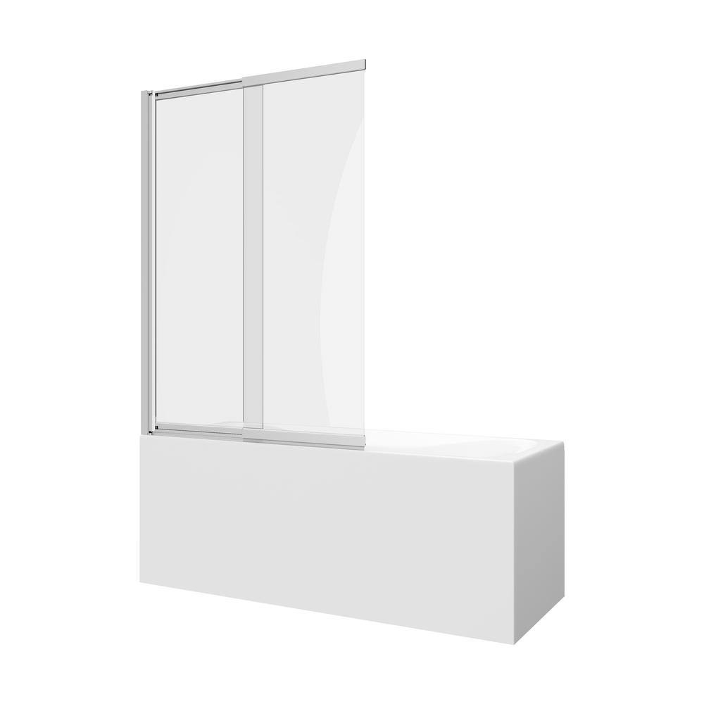 AE Barbados 39-38 in. x 55-18 in. Framed Sliding and Pivoting Bathtub Door in Polished Chrome without Handle 240195