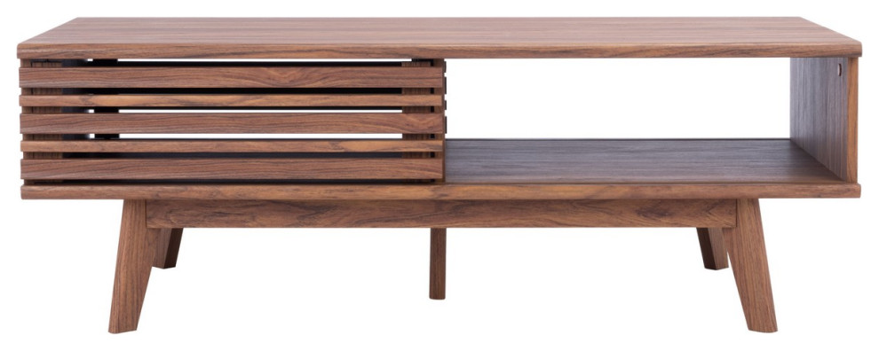 Loralei 1 Shelf Coffee Table Walnut   Midcentury   Coffee Tables   by Peachtree Fine Furniture  Houzz