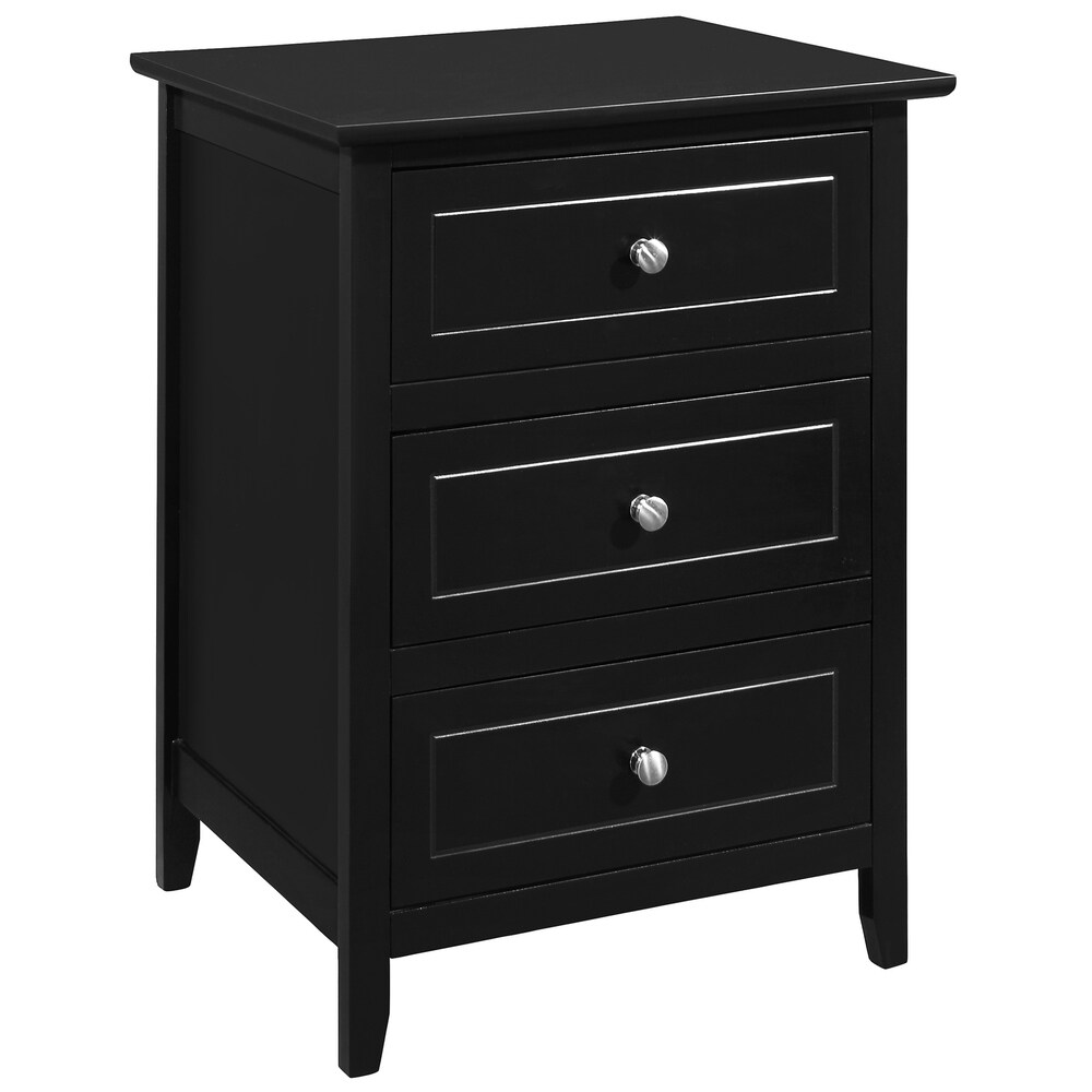 LYKE Home Denez 3 drawer Black Nightstand
