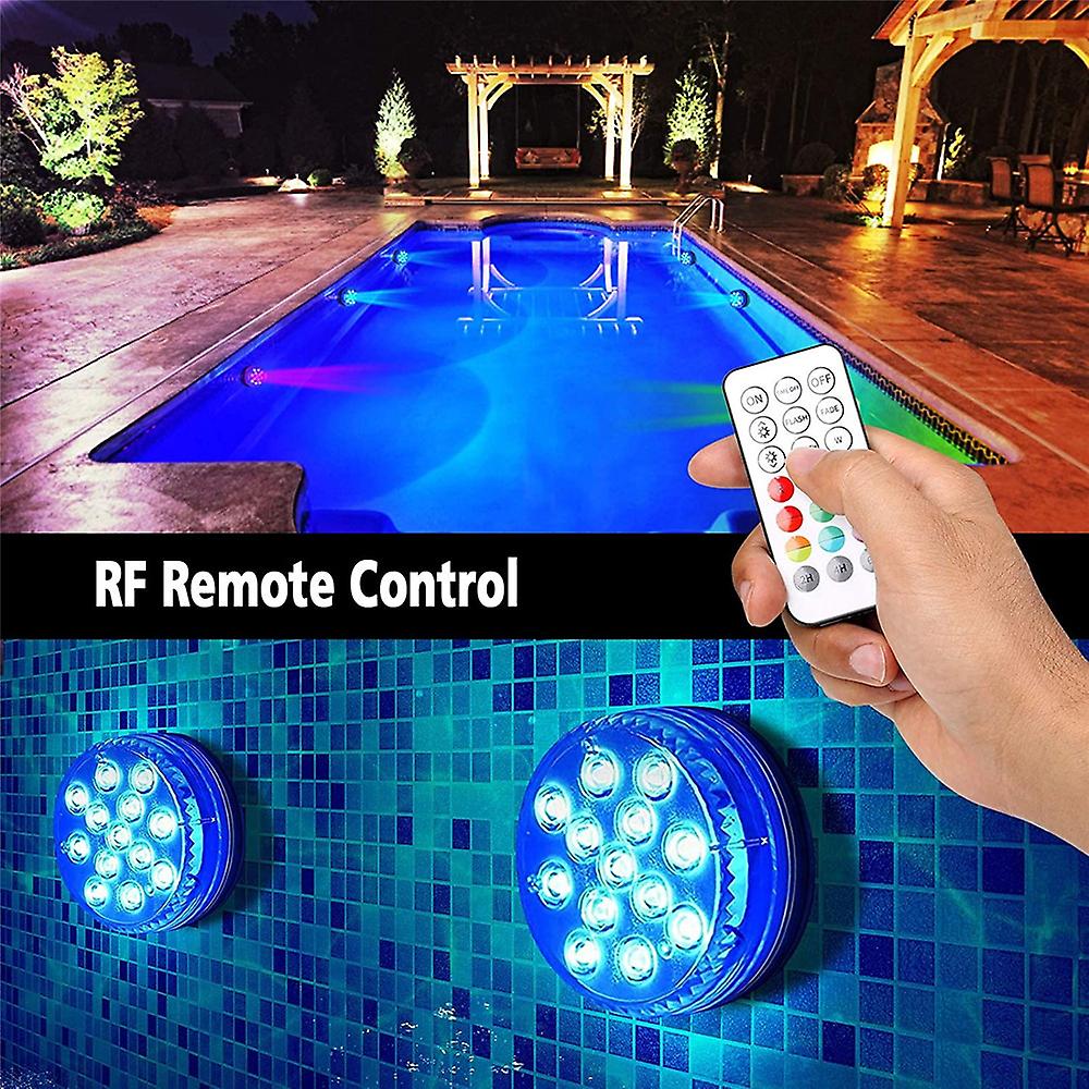 Submersible Light Ip68 Rgb Underwater Pool Lights With Rf Remote Magnet Suction Cups Night Lamp For Pond Pool Aquarium