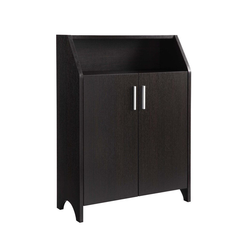 Modern Wooden Shoe Cabinet Storage Cabinet with 2 Doors and Open Shelf