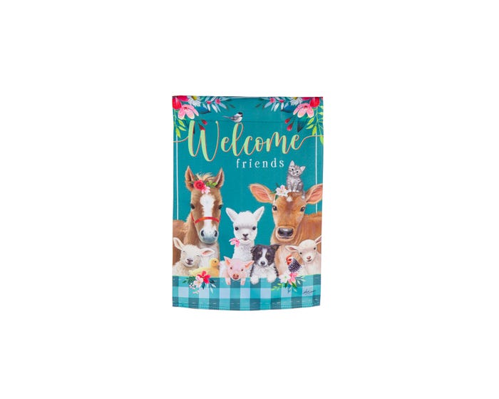 Evergreen Sweet Farm Friends Suede Garden Flag - 14S10643