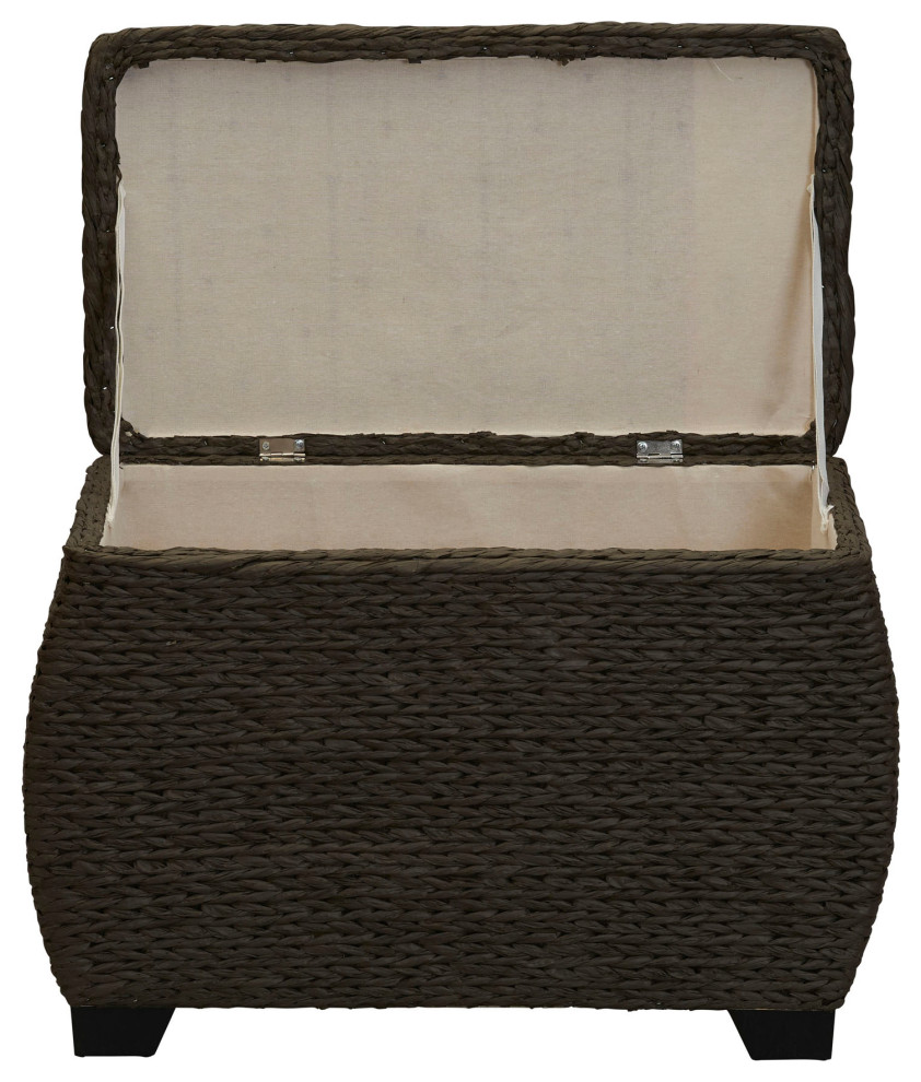 Large Curved Woven Storage Chest  Liner  Paper Rope   Beach Style   Accent Chests And Cabinets   by Household Essentials  Houzz
