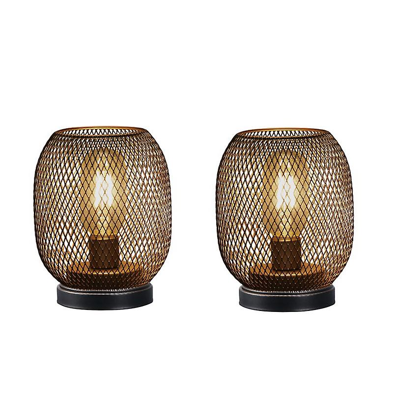 Set Of 2 Metal Cage Led Lantern Battery Powered，cordless Accent Light With Led.great For Weddings，parties，patio，events For Indoors Outdoorsround Shape