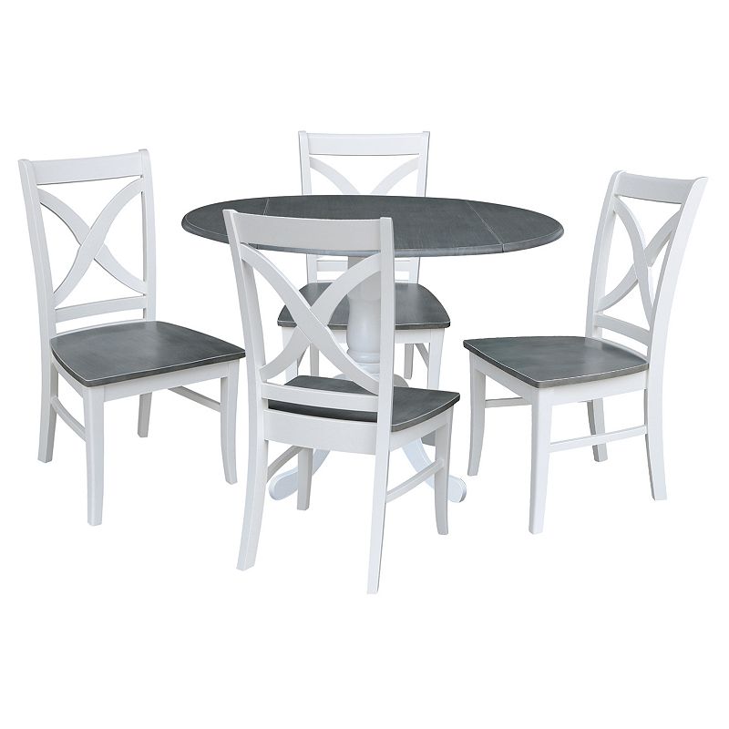 International Concepts Dual Drop Leaf Dining Table and X-Back Chair 5-piece Set