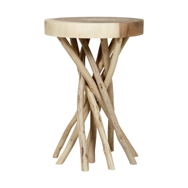 Cross Cut Accent Table with Branch Bundle Base