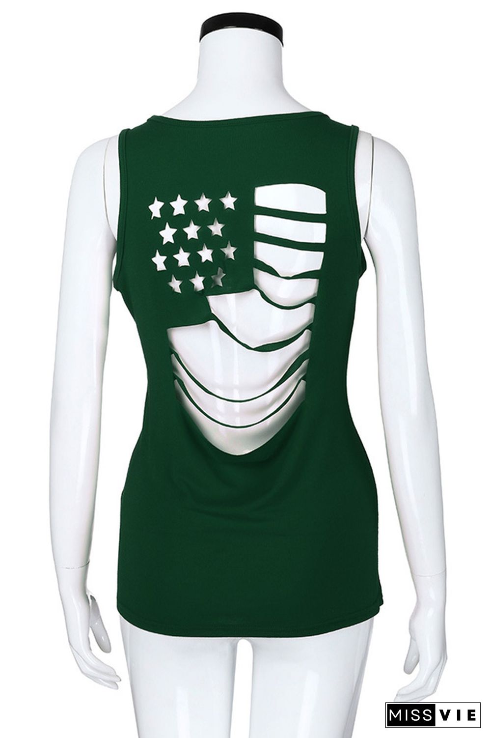 Amercian Flag Hollow-out Tank Top