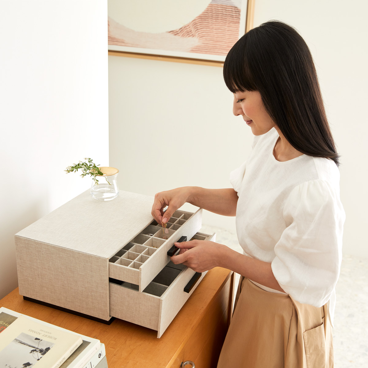 Marie Kondo 2Drawer Linen Jewelry Box