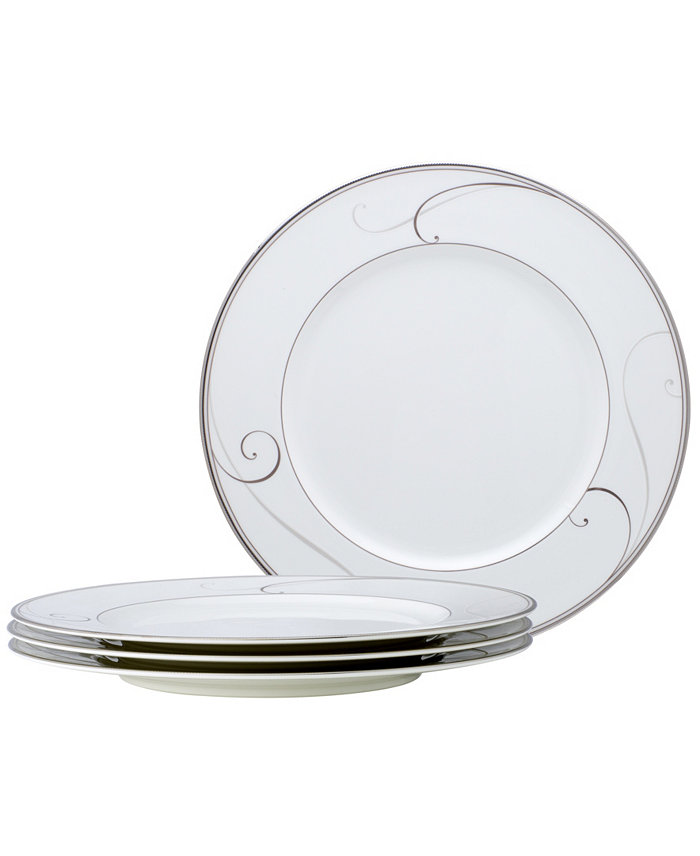 Noritake Platinum Wave Set of 4 Dinner Plates Service For 4