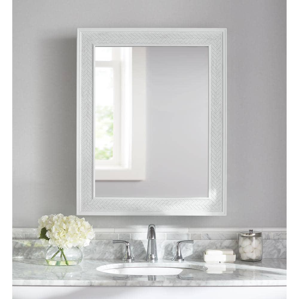 Home Decorators Collection 24 in x 30 in Fog Free Recessed or Surface Mount Herringbone Medicine Cabinet with Mirror