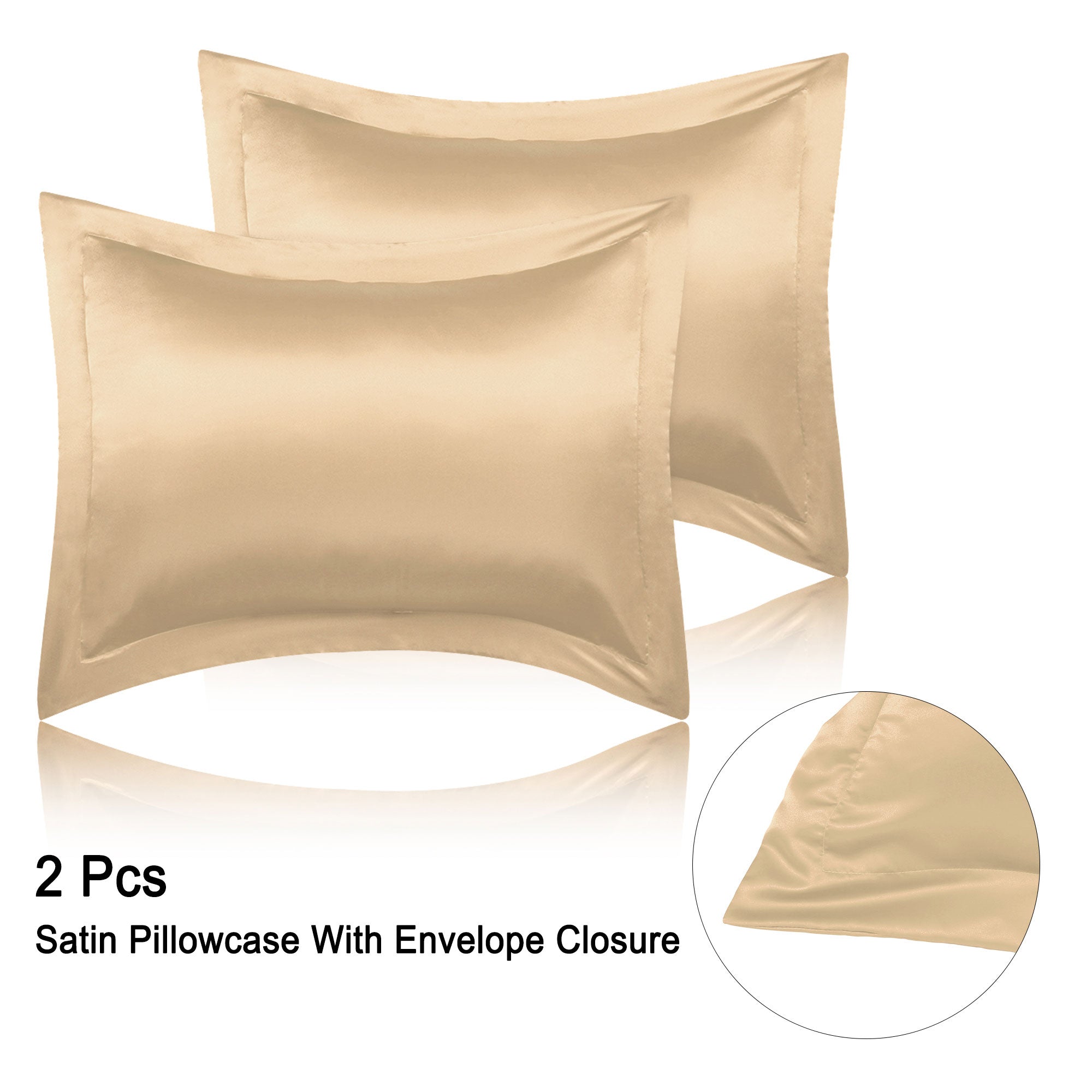 PiccoCasa 2 Pcs Satin Pillowcases， Breathable Pillow Shams， 20