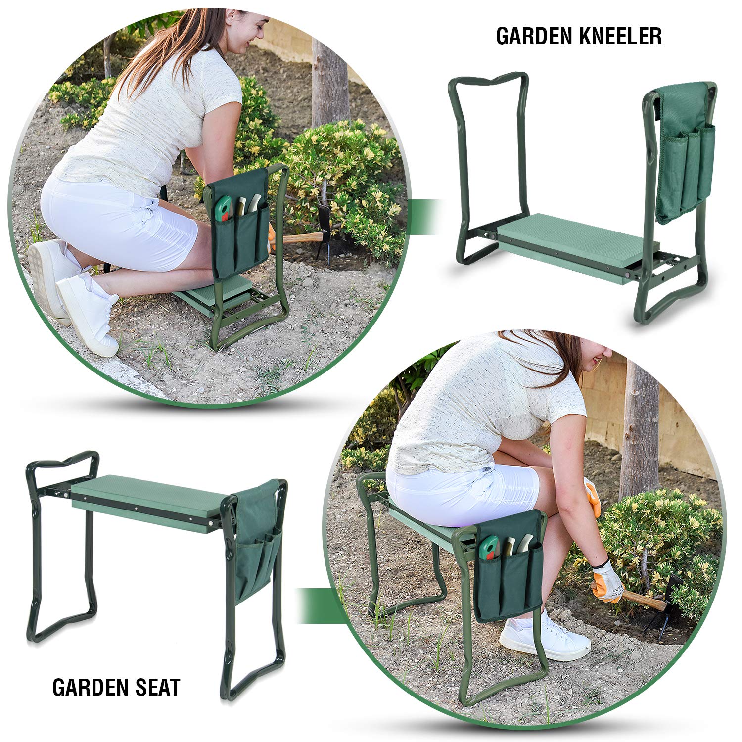 Garden Kneeler And Seat - Protects Your Knees, Clothes From Dirt & Grass Stains - Foldable Stool For Ease Of Storage