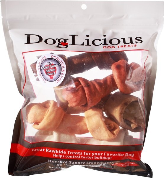 Canine's Choice DogLicious Assorted Flavor Bones Dog Treats， 5 count