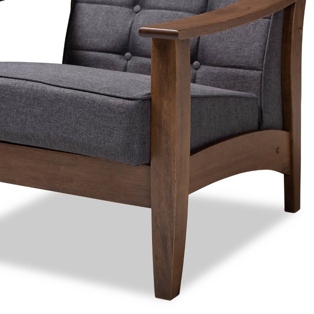 Larsen Walnut Wood Lounge Chair Gray Baxton Studio