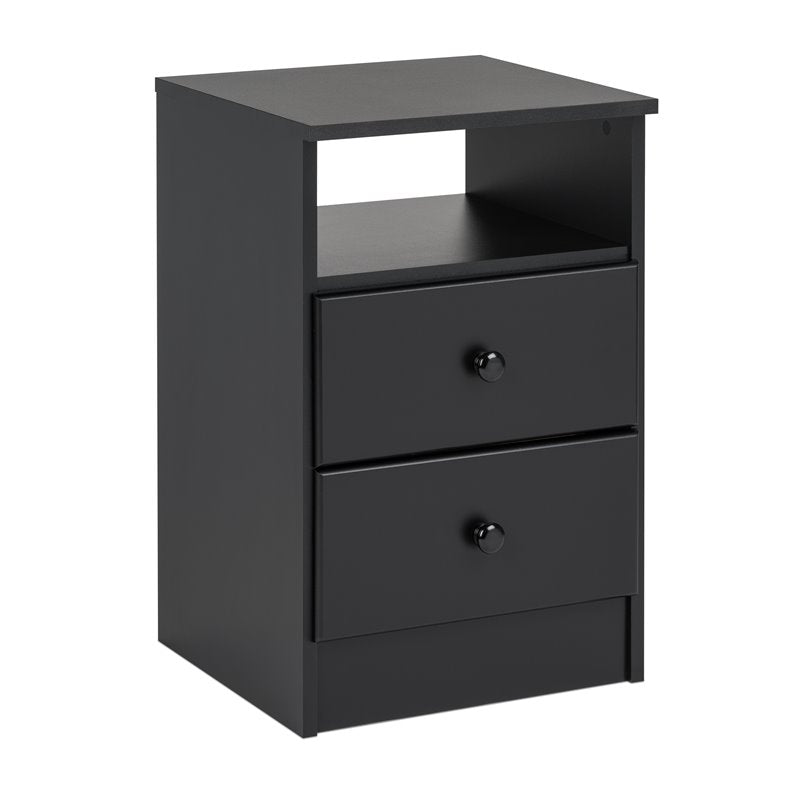 Home Square 4-Piece Set with 2 Nightstands Double Dresser 4-Drawer Chest, Black