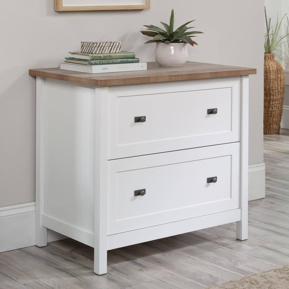 SAUDER Cottage Road 2-Drawer White 29 in. H x 33 in. W x 20 in. D Engineered Wood Lateral File Cabinet 430233