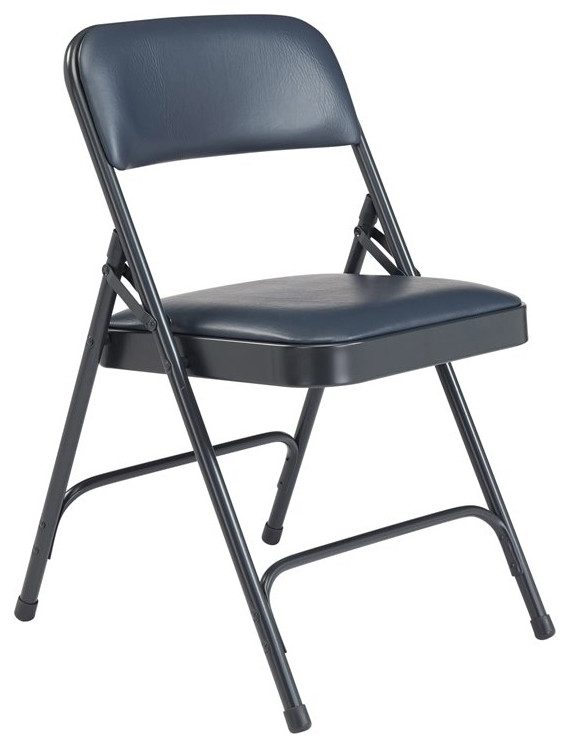 NPS 1200 Series 29.5 quotVinyl Upholstered Folding Chair in Dark Blue (Set of 4)   Contemporary   Folding Chairs And Stools   by Homesquare  Houzz