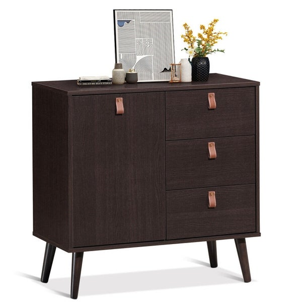 3-drawer Sideboard Storage Display Cabinet-Brown - 31.5