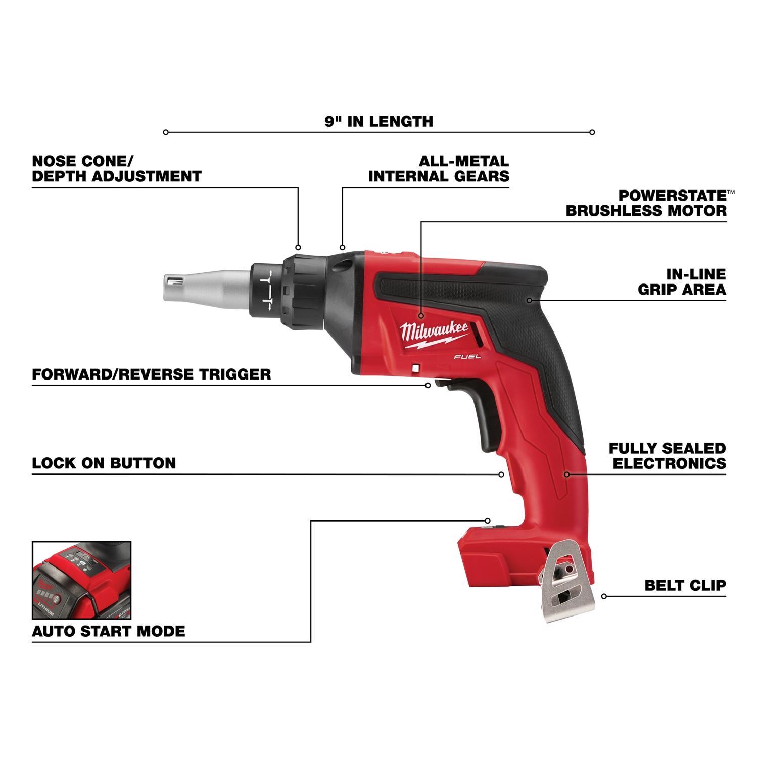 MW M18 Fuel 18 V Brushless Cordless Drywall Screw Gun Tool Only