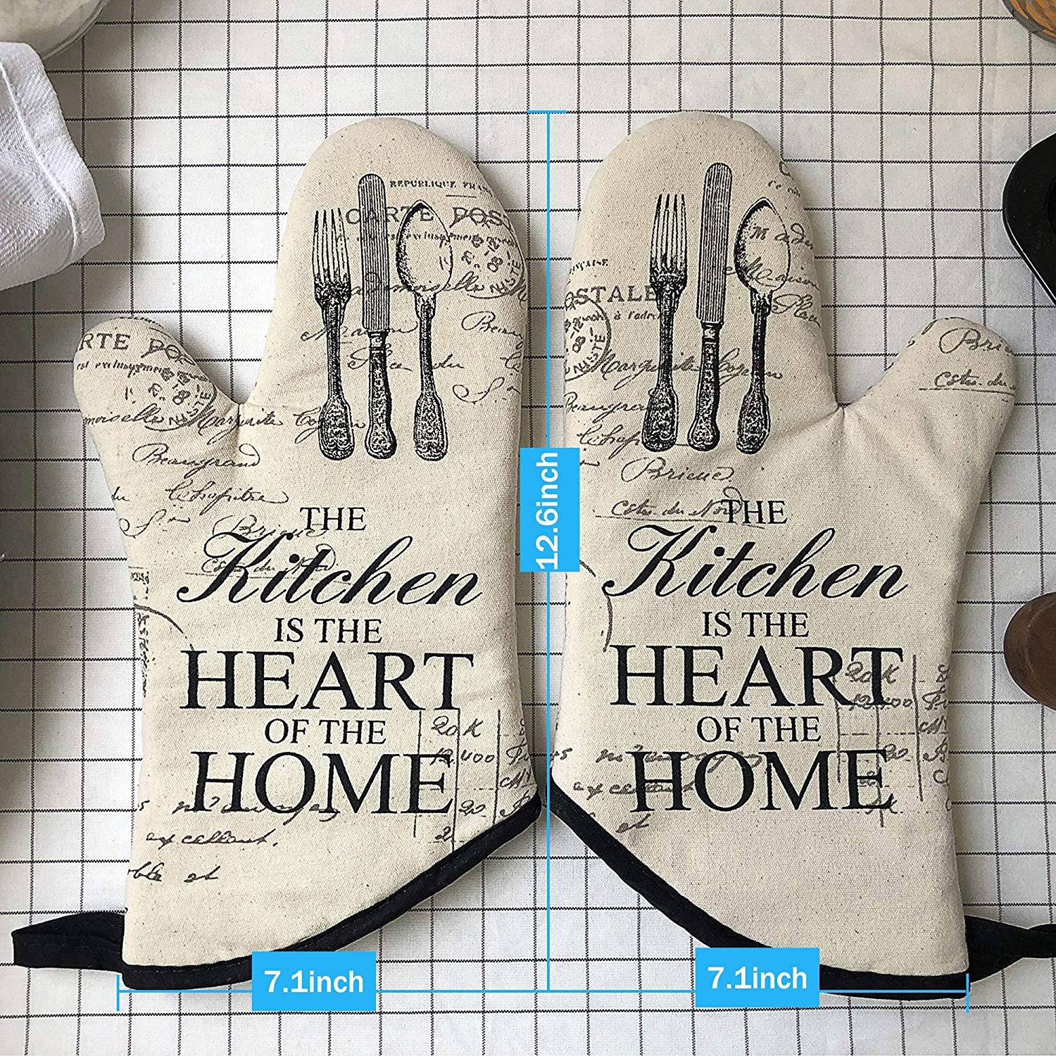 Kitchen Oven Mitts and Potholders BBQ Gloves-Oven Mitts and Pot Holders for Cooking  (2 Oven Mitts + 2 Pot Holder Sets Heat Insulation Pads White)