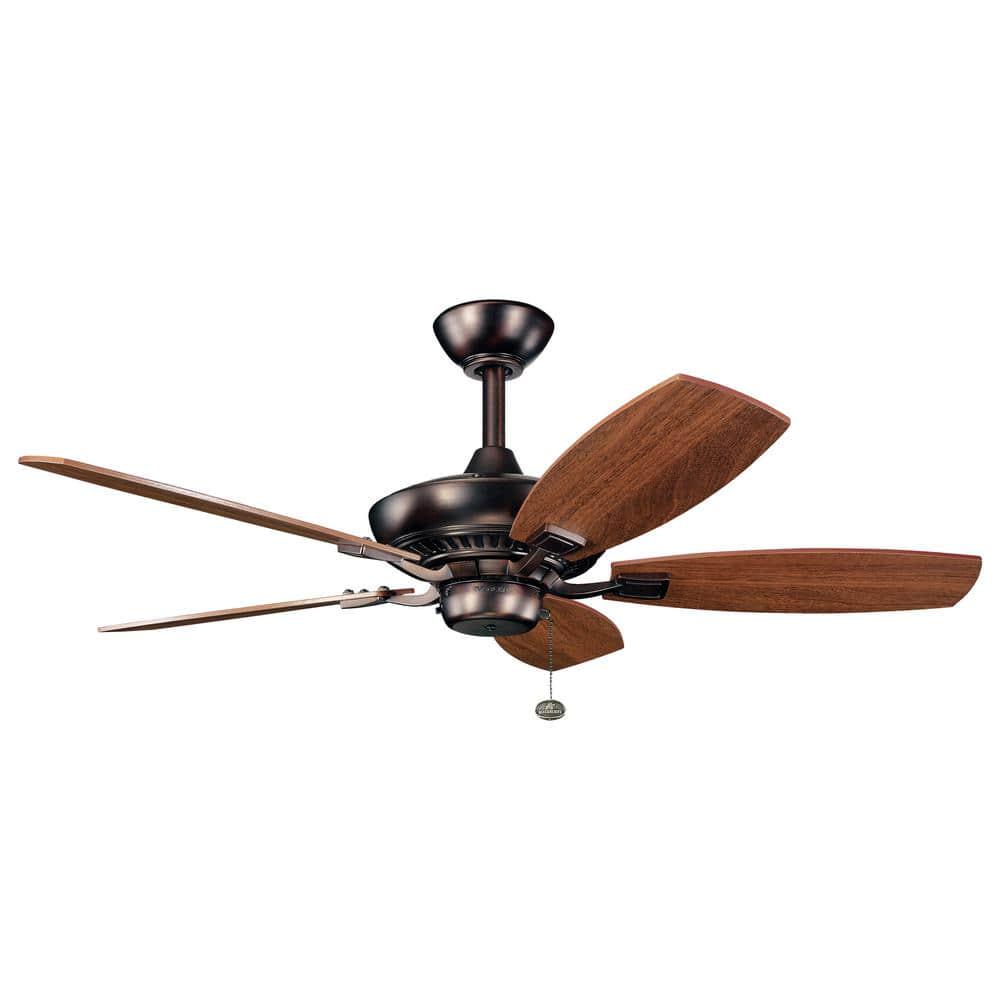 KICHLER Canfield 44 in Indoor Oil Brushed Bronze Downrod Mount Ceiling Fan with Pull Chain