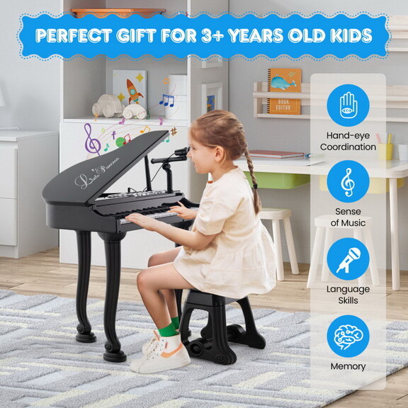 Costway 37 Keys Kids Piano Keyboard with Stool and...