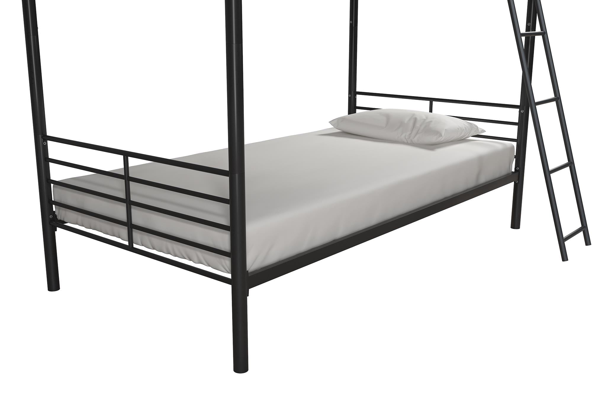 Mainstays Convertible Twin over Twin Metal Bunk Bed, Black