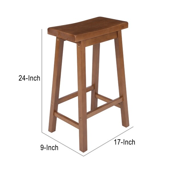 Wooden Counter Height Stool with Saddle Seat， Walnut Brown