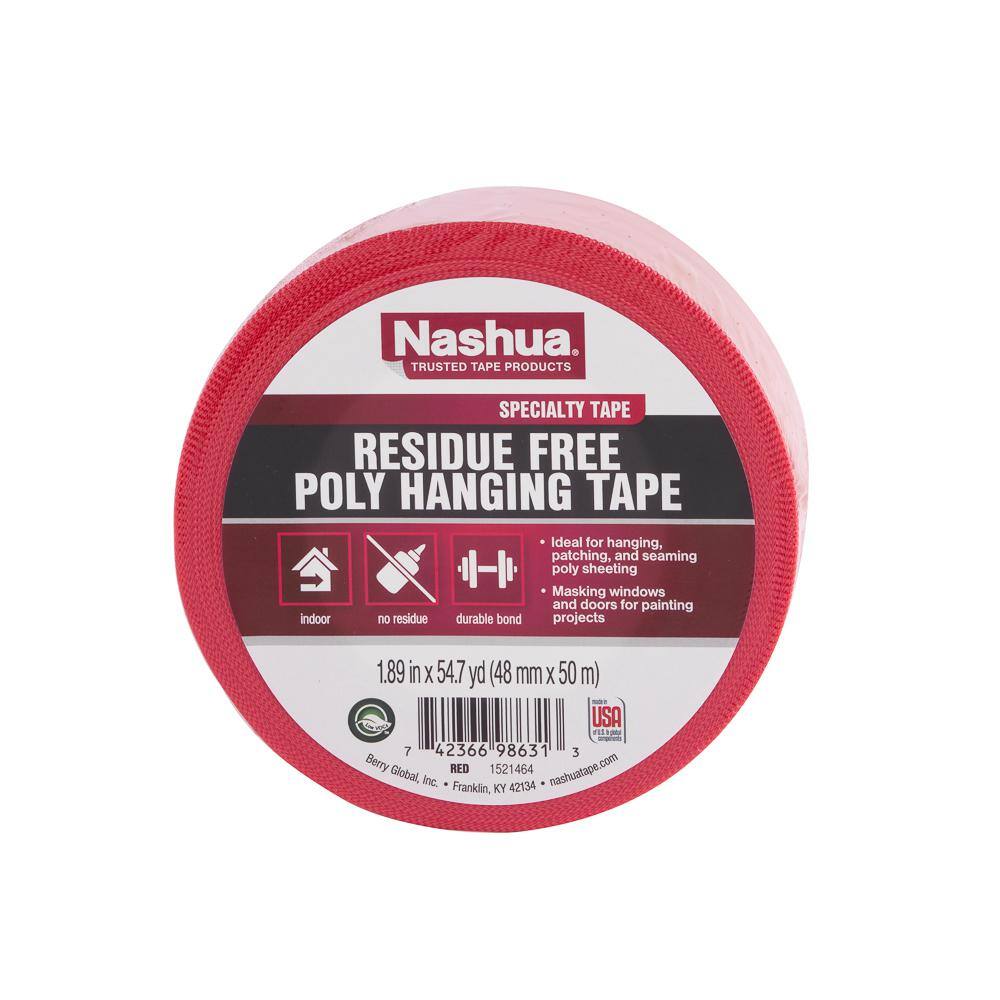 Nashua Tape 1.89 in. x 54.7 yd. Residue Free Poly Hanging Duct Tape in Red Pro Pack (12-Pack) 1542736