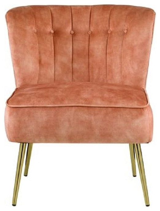 Accent Chair with Curved Tufted Back Orange and Gold   Midcentury   Armchairs And Accent Chairs   by Homesquare  Houzz