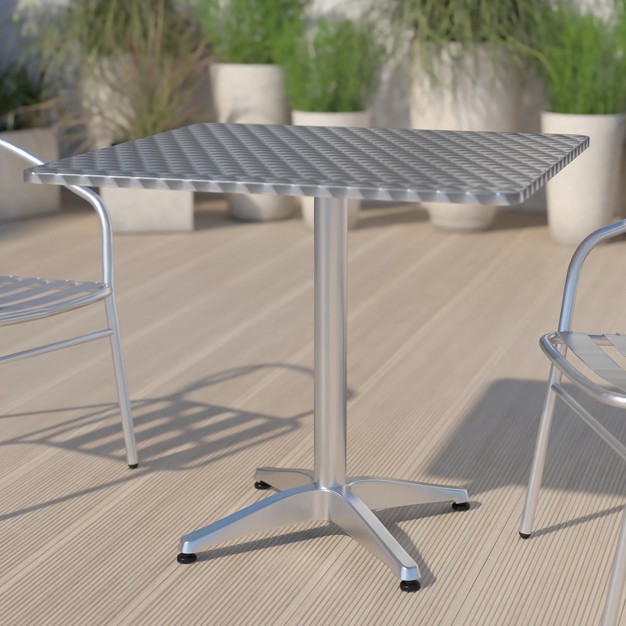 Flash Furniture Mellie 31 5 x27 x27 Square Aluminum Indoor outdoor Table With Base