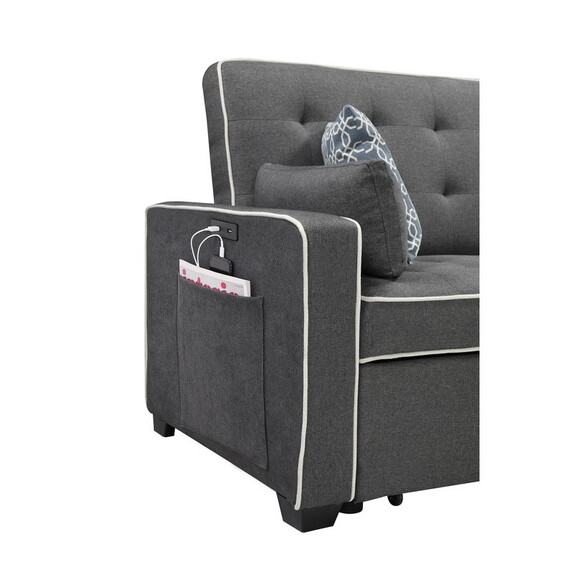 Austin Modern Gray Fabric Sleeper Sofa with 2 USB ...