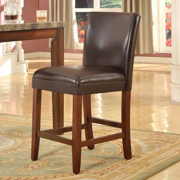 24-inch Luxury Brown Faux Leather Barstool - 24 inches