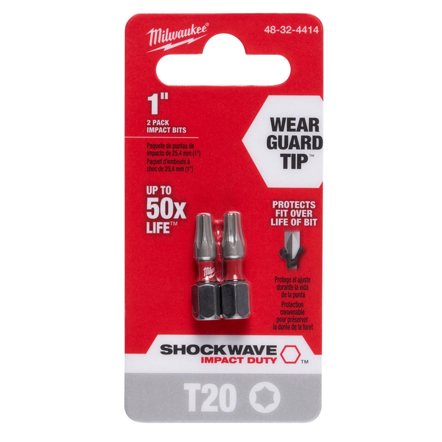 MW Shockwave Torx T20 X 1 in. L Insert Bit Steel 2 pk