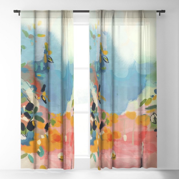 Lunetricotee Garden With Sea View And Olive Tree Single Panel Sheer Window Curtain Deny Designs