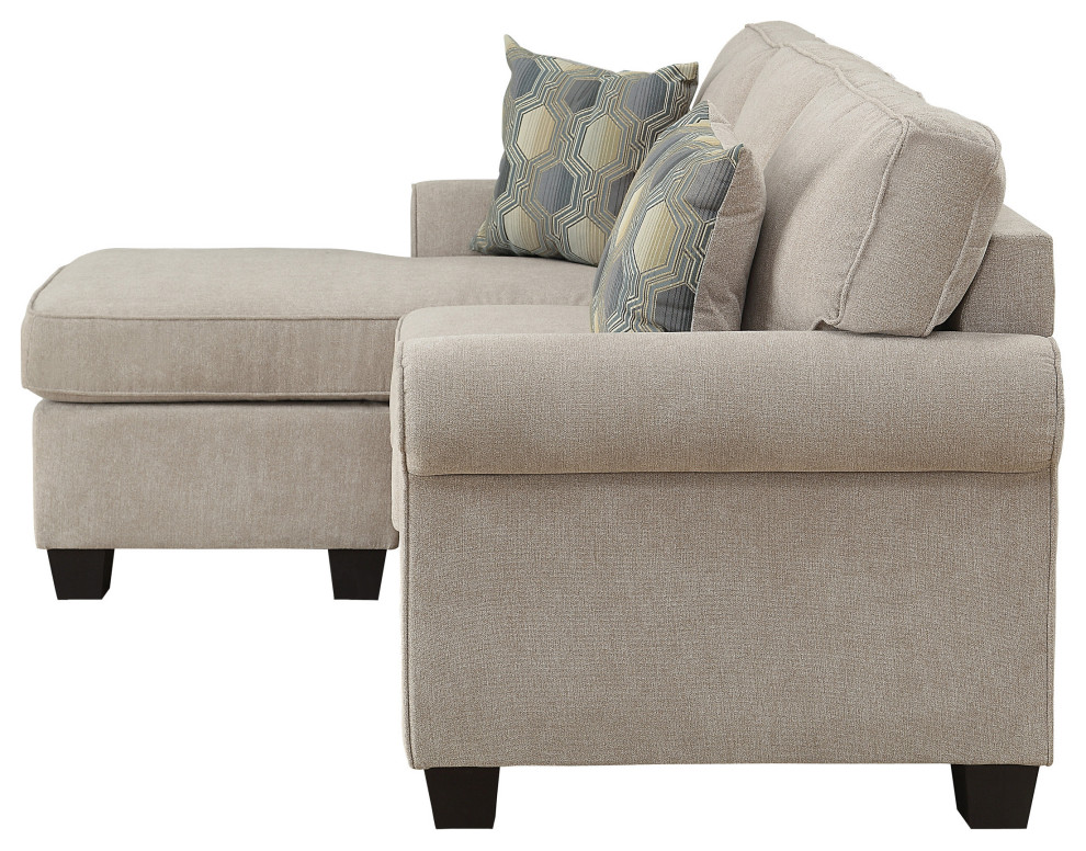 Elliot Reversible Sofa With Chaise  Sand   Transitional   Sectional Sofas   by Lexicon Home  Houzz