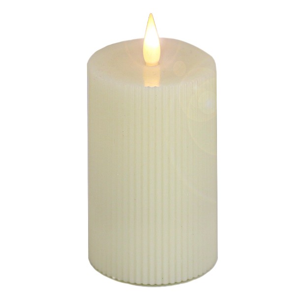 Hgtv Home Collection Georgetown Real Motion Flameless Candle With Remote Ivory With Warm White Led Lights Battery Powered 9 In