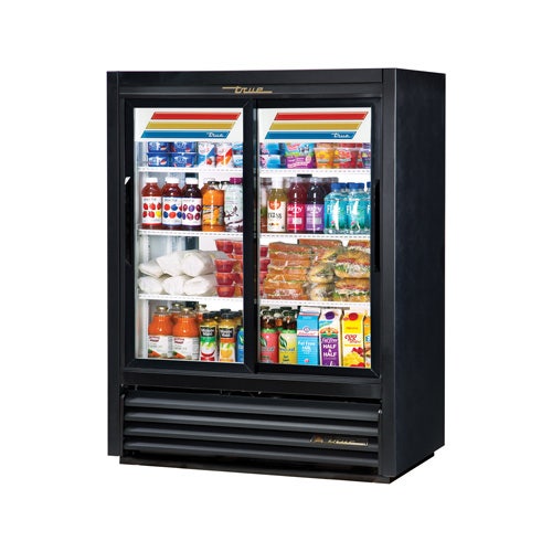 True GDM-33CPT-54-LD Pass-Thru Merchandiser - Four Glass Door， 15 Cu. Ft.， Black