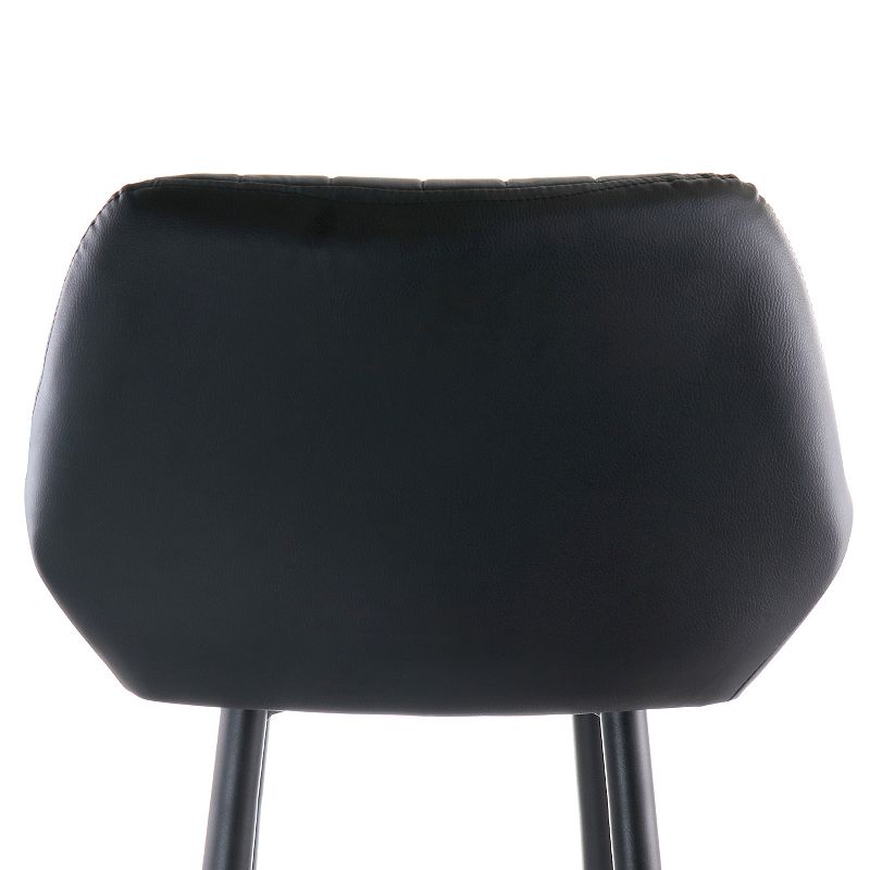 Elama Faux Leather Bar Chair in Black with Matte Metal Legs