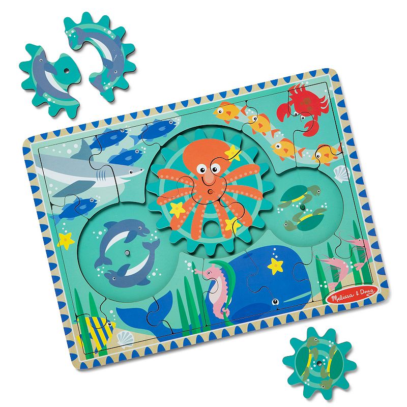 Melissa and Doug Wooden Underwater Jigsaw Spinning Gear Puzzle