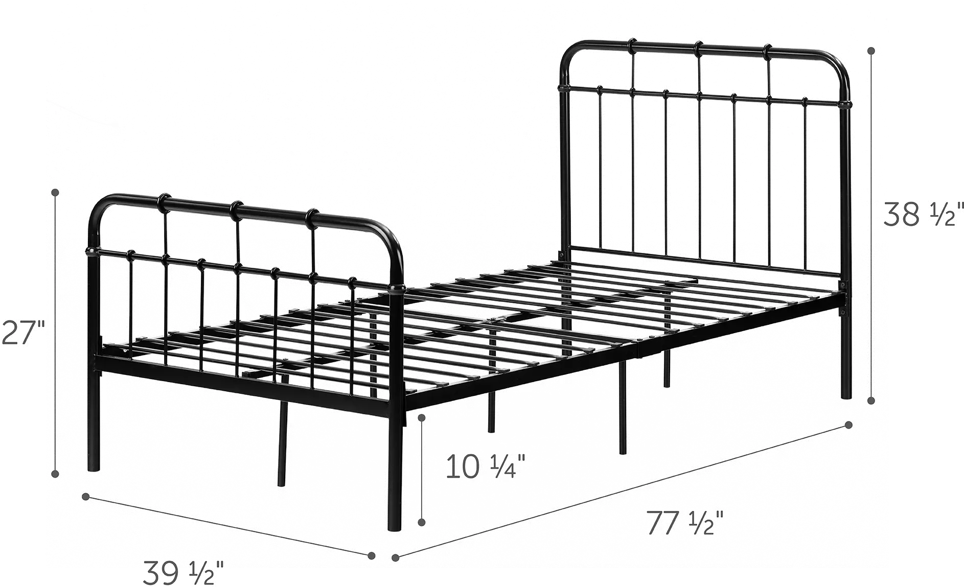 Versa Industrial Black Twin Metal Platform Bed - South Shore