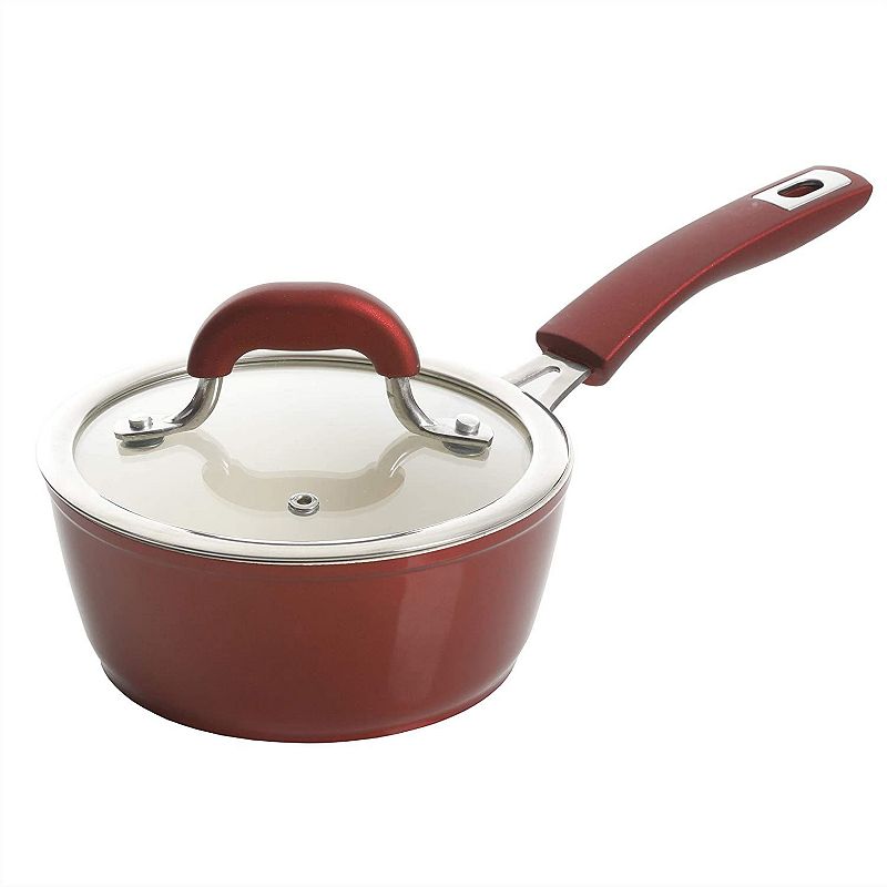 Kenmore Arlington 12 Piece Aluminum Non Stick Frying Pot and Pan Cookware Set， Red