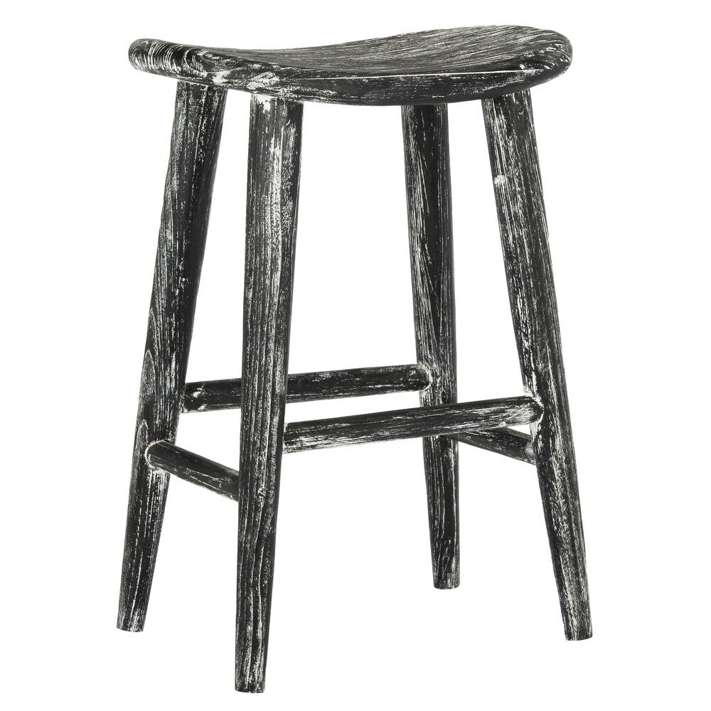 SAFAVIEH 11 inch Colton Wood Black / White Washed Counter Stool   17.7\