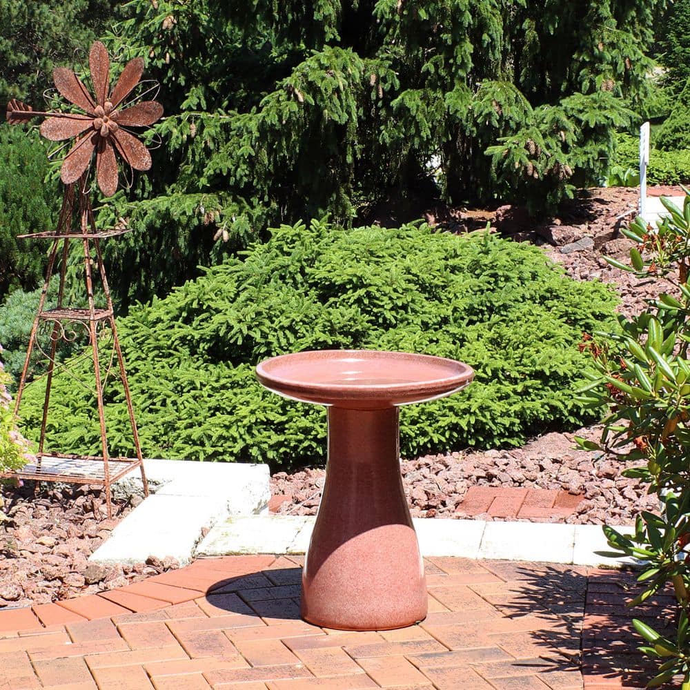 Sunnydaze Decor Sunnydaze Duo-Tone Ceramic Birdbath - UV/Frost-Resistant - Lava AP-009