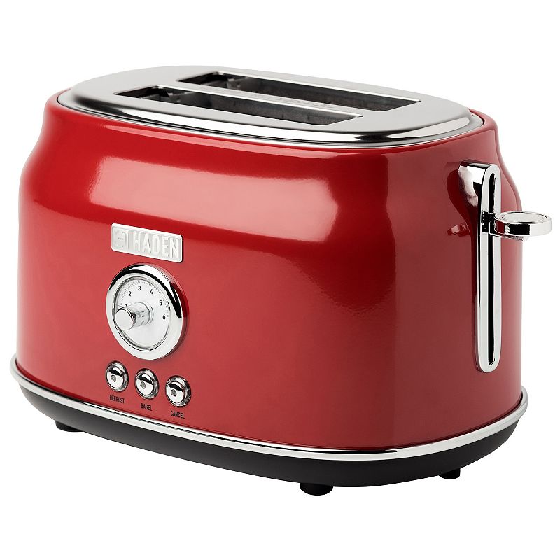 Haden Dorset 2-Slice Wide Slot Stainless Steel Countertop Retro Toaster， Red