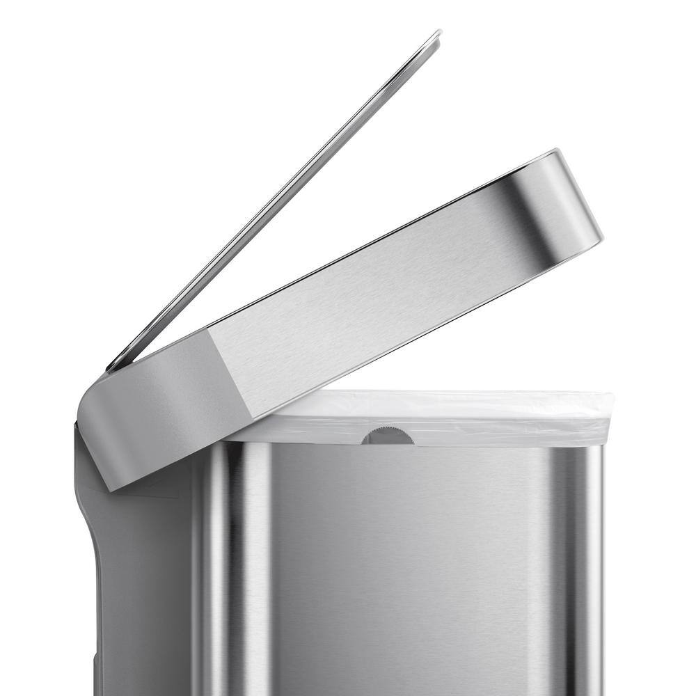 simplehuman 45-Liter Nano-Silver Clear Coat Brushed Stainless Steel Rectangular Liner Rim Step-On Trash Can CW2024