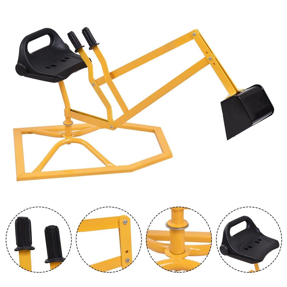 Costzon Kids Ride On Sand Digger, 360 Rotatable Excavator Toy Crane with Base for Sand