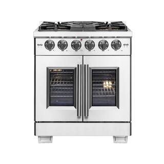 Forno Capriasca 30 in. Freestanding French Door Double Oven Dual Fuel Range 5 Burner Stainless Steel FFSGS6460-30