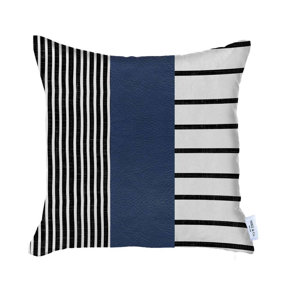 Bohemian Striped Vegan Faux Leather Throw Pillow